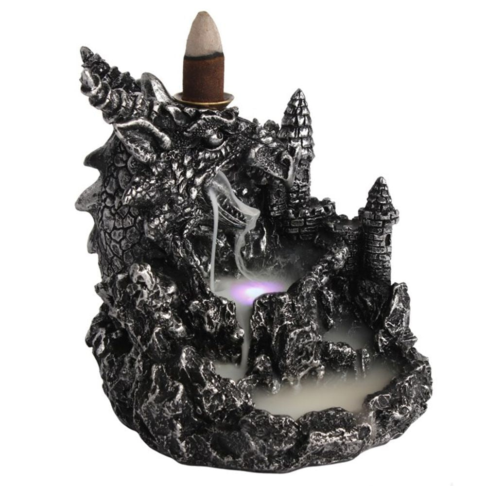 Silver Dragon Backflow Incense Burner With Light: 3 - Incense Holders By Gift Moments