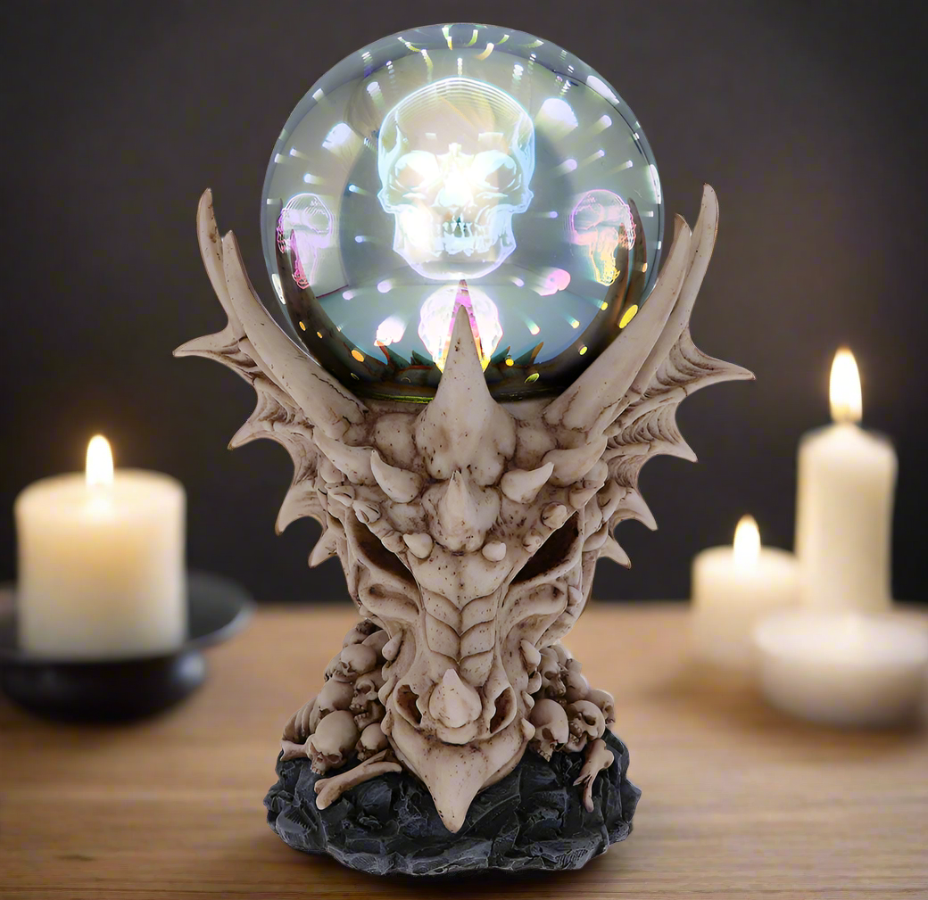 Skeletal Realm Dragon Skull and Light Up Orb Figurine: 1 - Figures & Collectables By Gift Moments