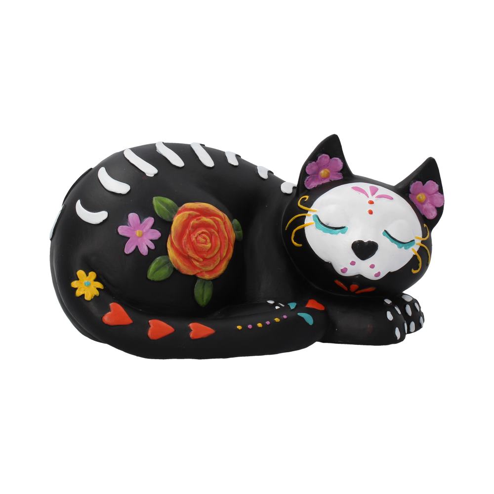 Sleepy Sugar Figurine Mexican Day of the Dead Sugar Skull Cat Ornament: 2 - Figurines Medium (15-29cm) By Gift Moments