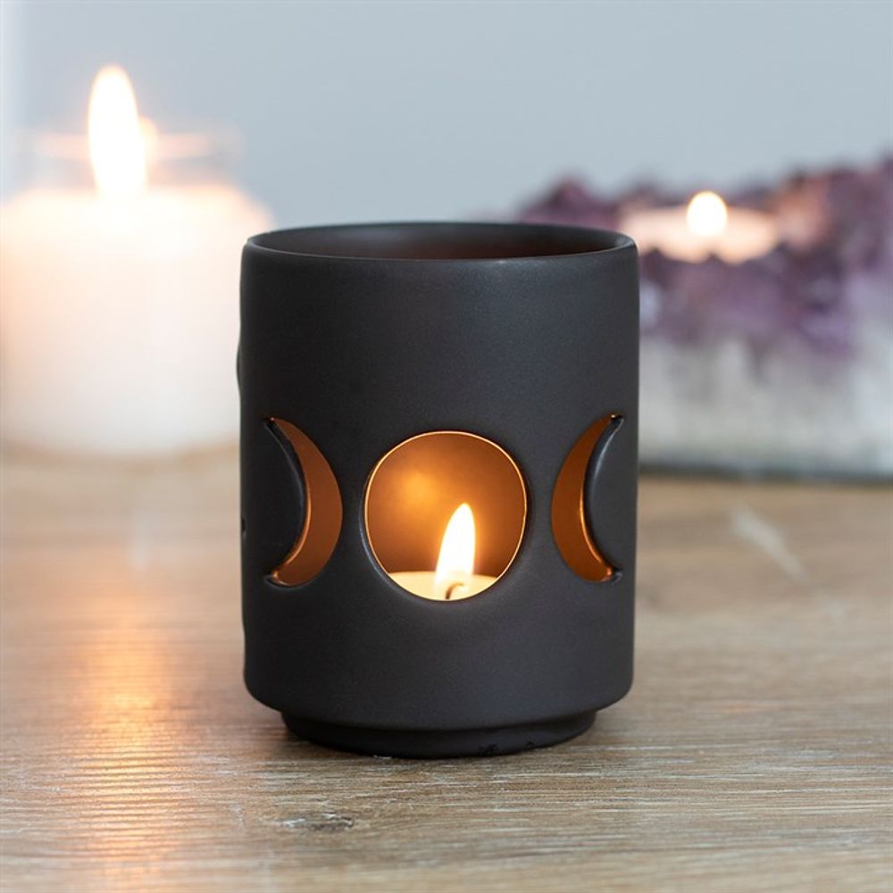 Small Black Triple Moon Cut Out Tealight Holder: 1 - Candle Holders By Gift Moments