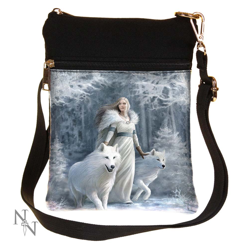 Small Gothic Winter Guardians Fantasy Wolf Shoulder Bag by Anne Stokes: 2 - Bags By Anne Stokes