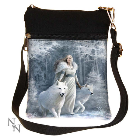 Small Gothic Winter Guardians Fantasy Wolf Shoulder Bag by Anne Stokes: 2 - Bags By Anne Stokes