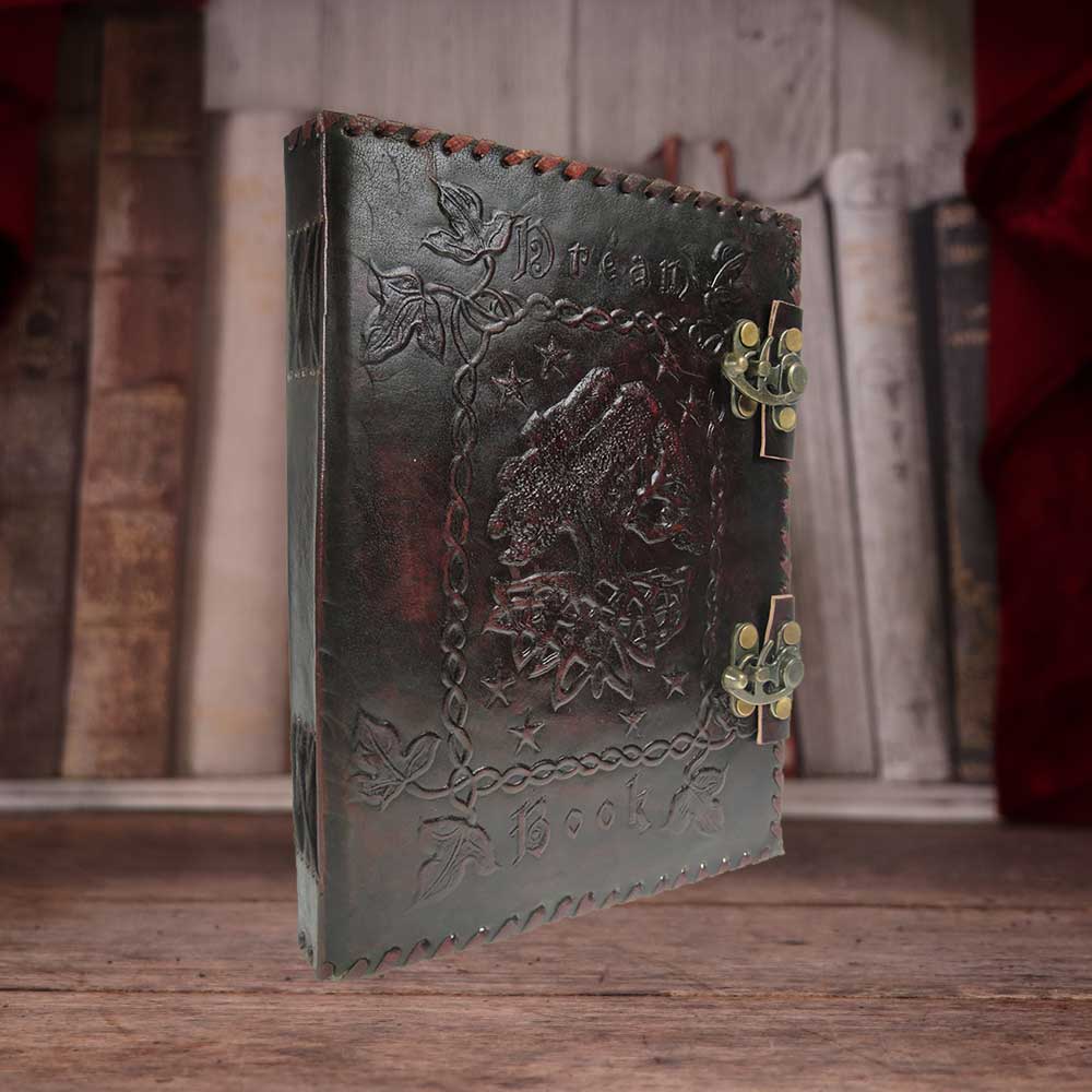 Small Lockable Leather Dream Book With Embossed Tree Of Life 25cm: 1 - Leather Journals By NN Designs