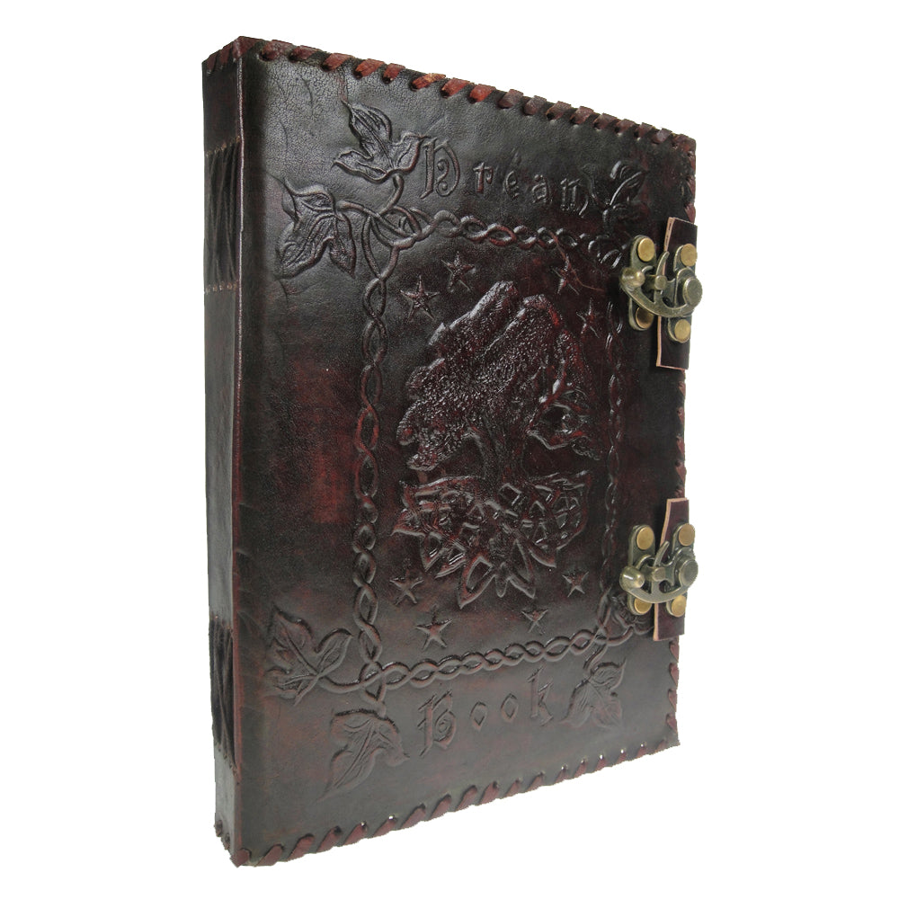 Small Lockable Leather Dream Book With Embossed Tree Of Life 25cm: 2 - Leather Journals By NN Designs