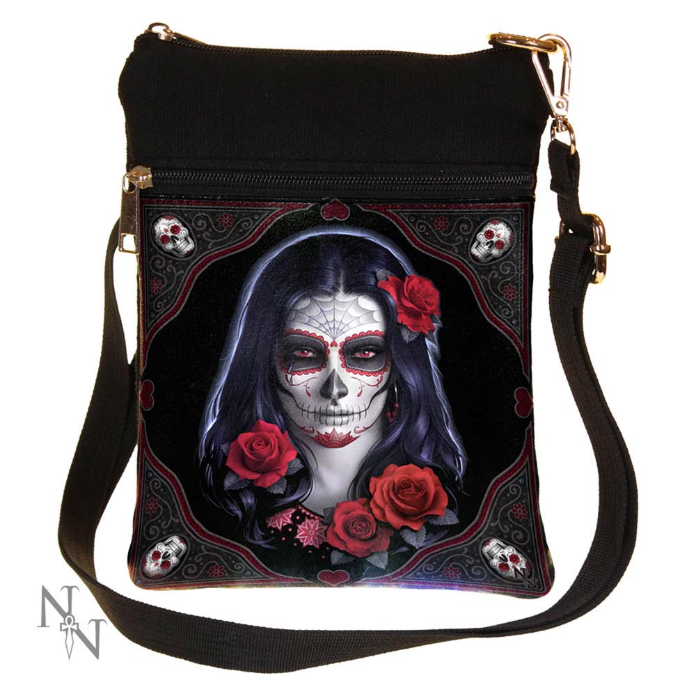 Small Sugar Skull Shoulder Bag by James Ryman: 2 - Bags By James Ryman
