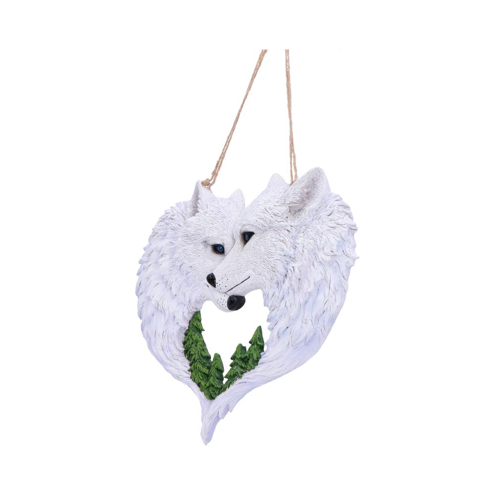 Snow in Love Wolf Lovers Hanging Ornament 20cm: 3 - Wall Hanging Sculptures By NN Designs