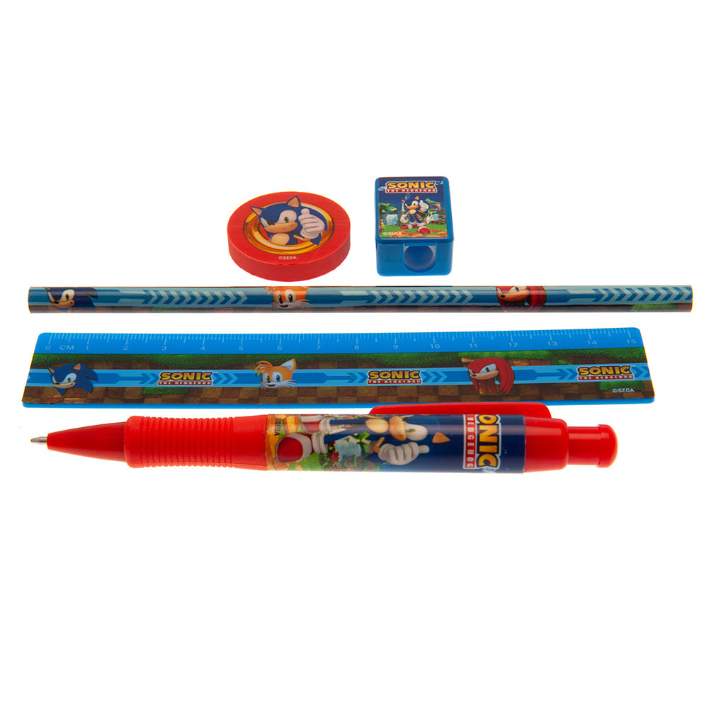 Sonic The Hedgehog 5pc Stationery Set - Shop Pencil Cases & Sets At Gift Moments - 1