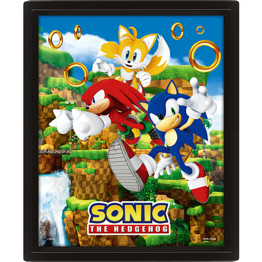 Sonic The Hedgehog Framed 3D Picture - Shop Wall Art At Gift Moments - 3
