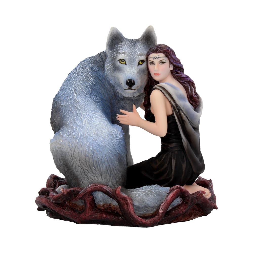 Soul Bond by Anne Stokes hand-painted wolf and woman resin figurine: 2 - Figurines Medium (15-29cm) By Anne Stokes