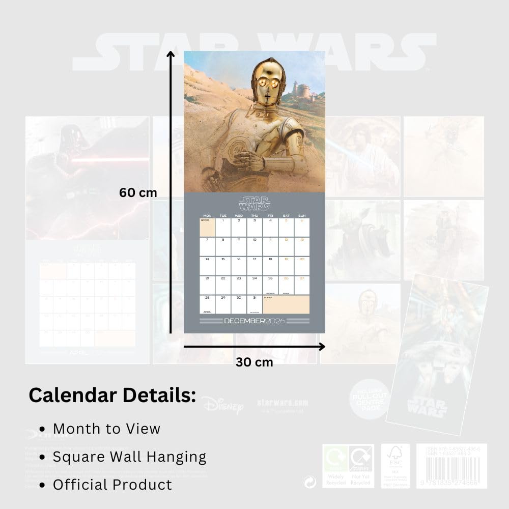 Star Wars Square Calendar 2026: 5 - Calendars By Star Wars