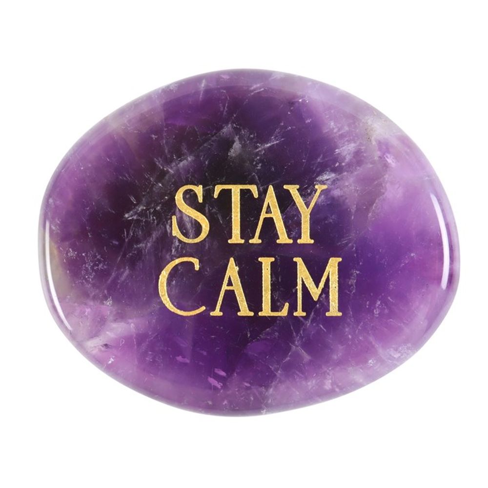Stay Calm Amethyst Crystal Palm Stone: 3 - By Gift Moments