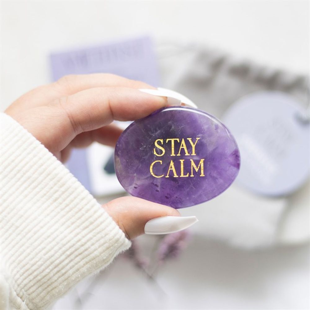 Stay Calm Amethyst Crystal Palm Stone: 6 - By Gift Moments