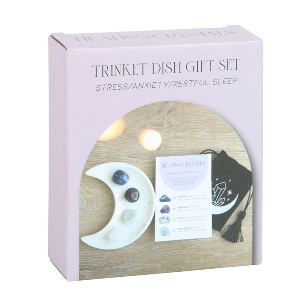 Stress Healing Crystal Set with Moon Trinket Dish: 5 - By Gift Moments