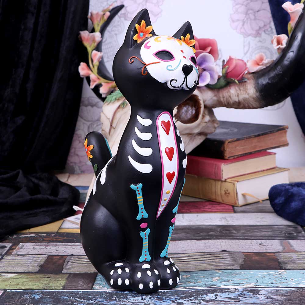 Sugar Puss Figurine Day of the Dead Cat Ornament: 1 - Figurines Medium (15-29cm) By Gift Moments