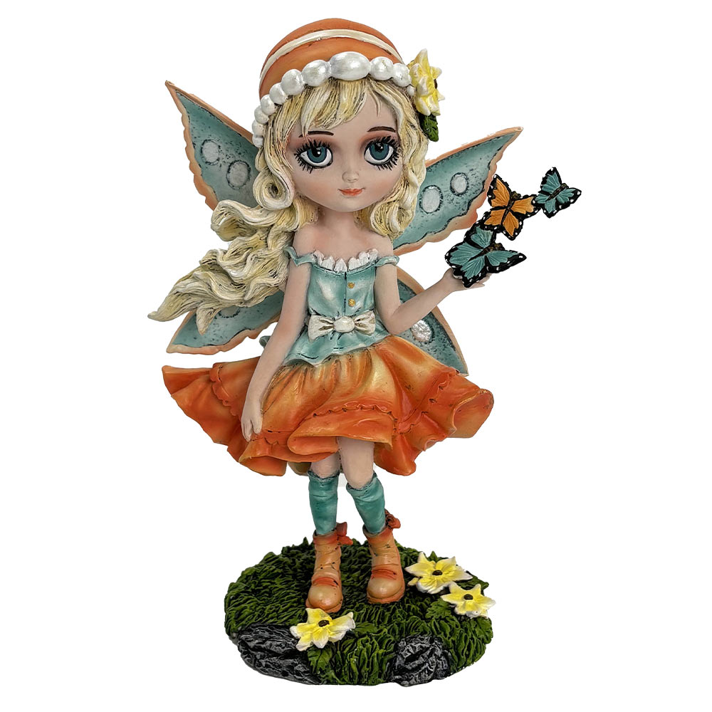 Summer Fae Fairy Figurine with Butterflies and Flowers: 2 - Figurines Medium (15-29cm) By NN Designs