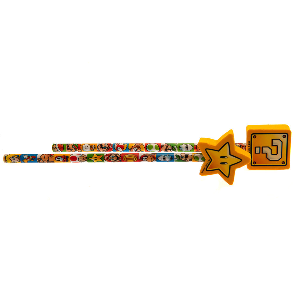 Super Mario 2pk Pencil & Topper Set - Shop Pens & Pencils At Gift Moments - 2