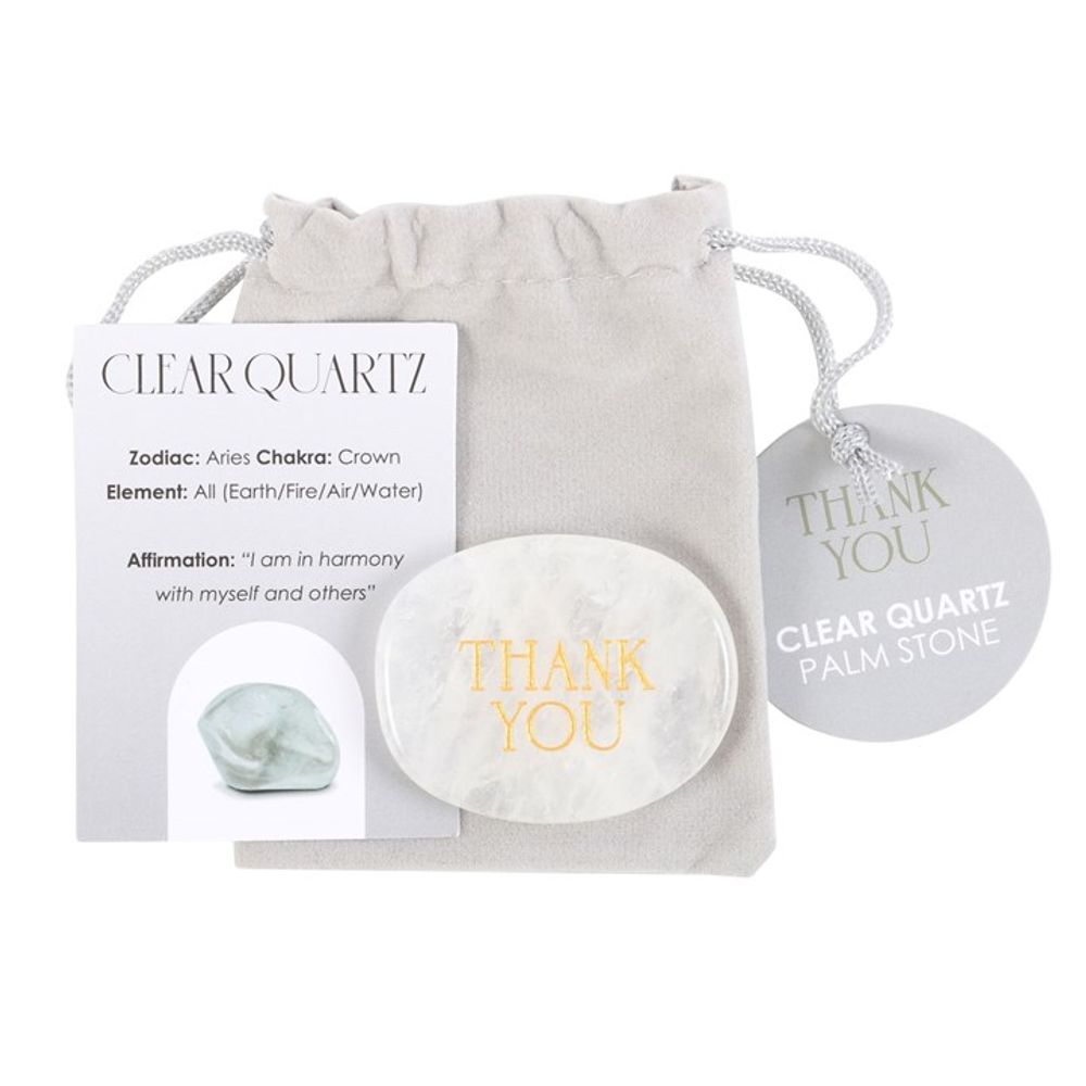 Thank You Clear Quartz Crystal Palm Stone: 2 - By Gift Moments