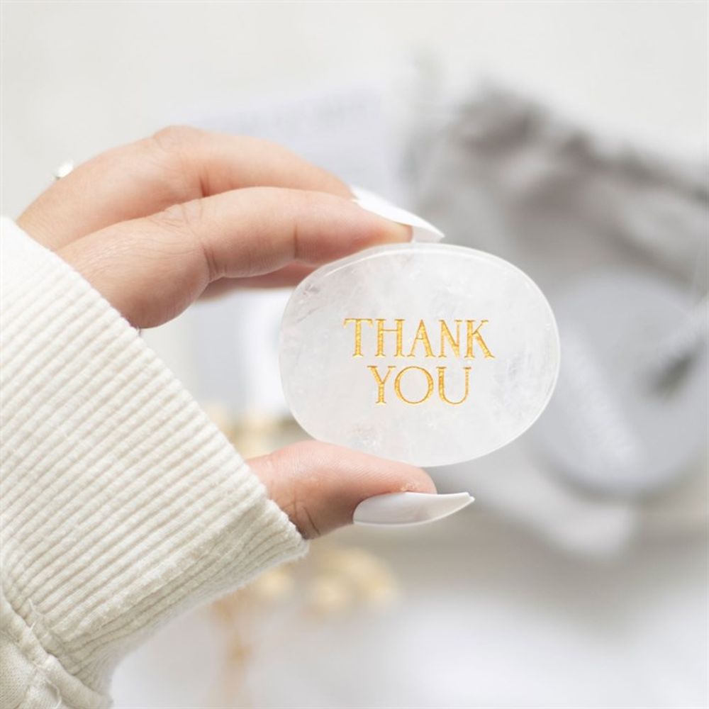 Thank You Clear Quartz Crystal Palm Stone: 6 - By Gift Moments