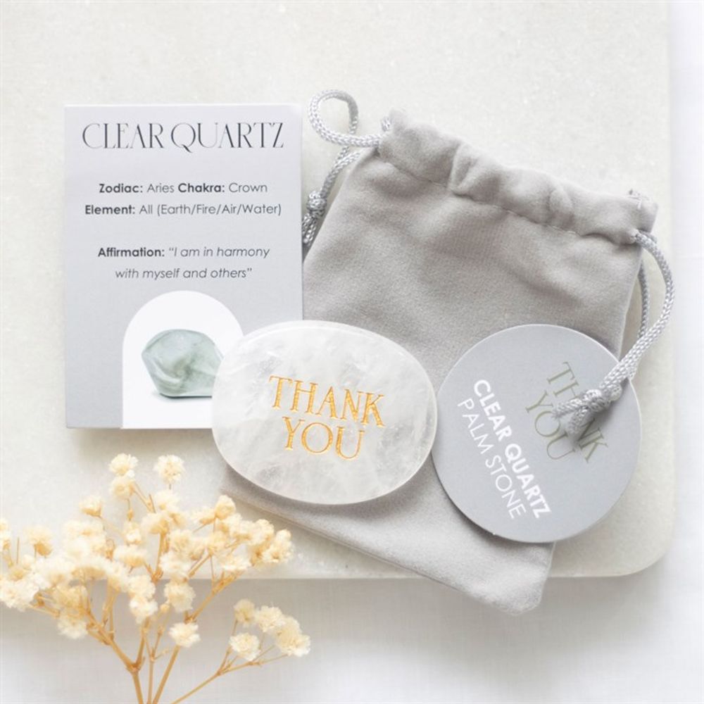 Thank You Clear Quartz Crystal Palm Stone: 1 - By Gift Moments