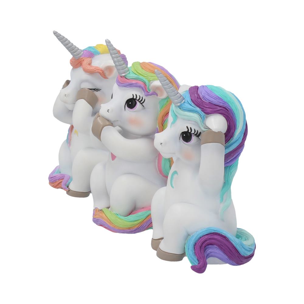 Three Wise Cutiecorns Ornament Cute Unicorn Figurine Set: 3 - Figurines Small (Under 15cm) By NN Designs