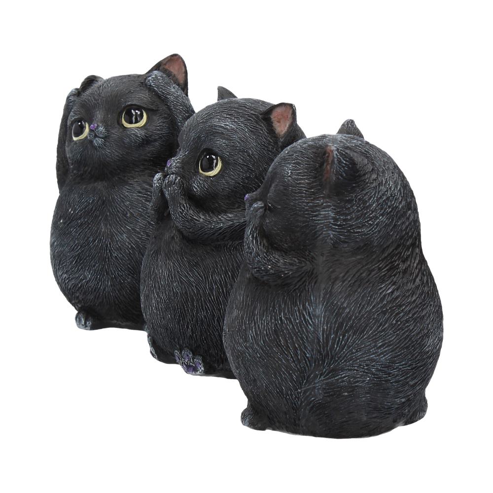 Three Wise Fat Cat Figurines 8.5cm - 3 Wise Cute Cats: 3 - Figurines Small (Under 15cm) By NN Designs