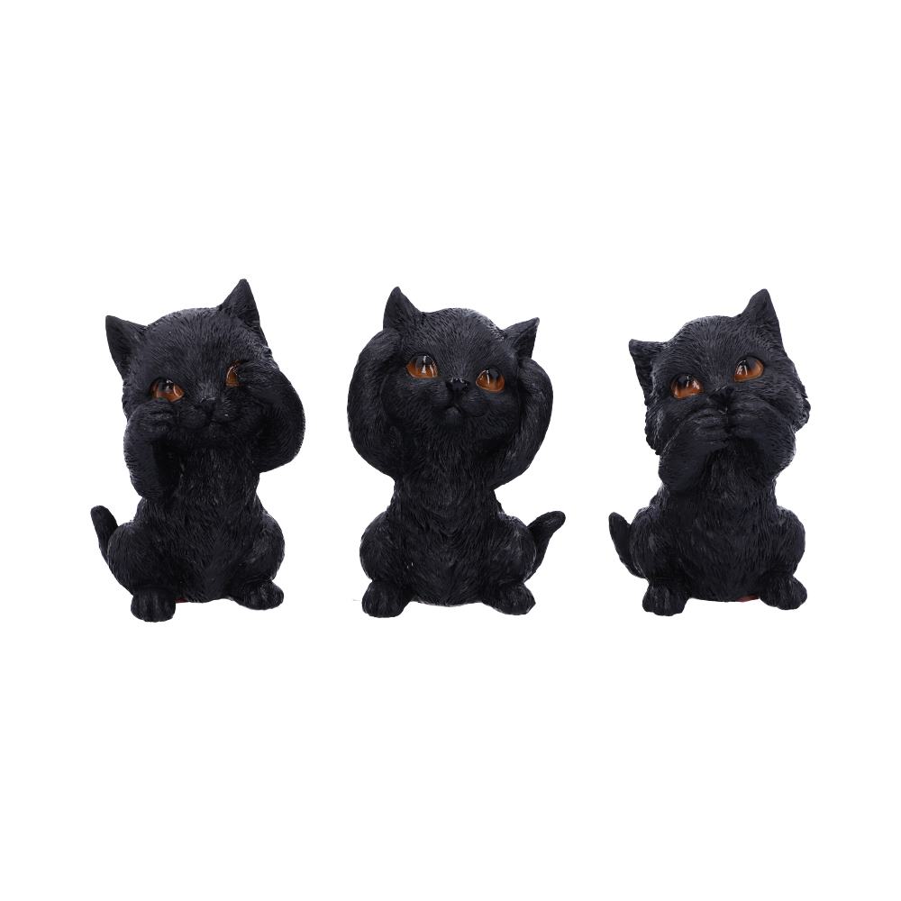 Three Wise Kitties See No Hear No Speak No Evil Familiar Black Cats Figurine: 2 - Figures & Collectables By Gift Moments