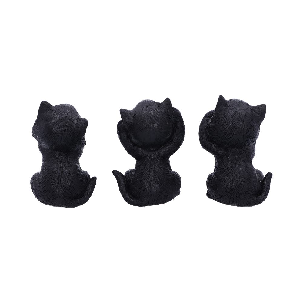 Three Wise Kitties See No Hear No Speak No Evil Familiar Black Cats Figurine: 4 - Figures & Collectables By Gift Moments