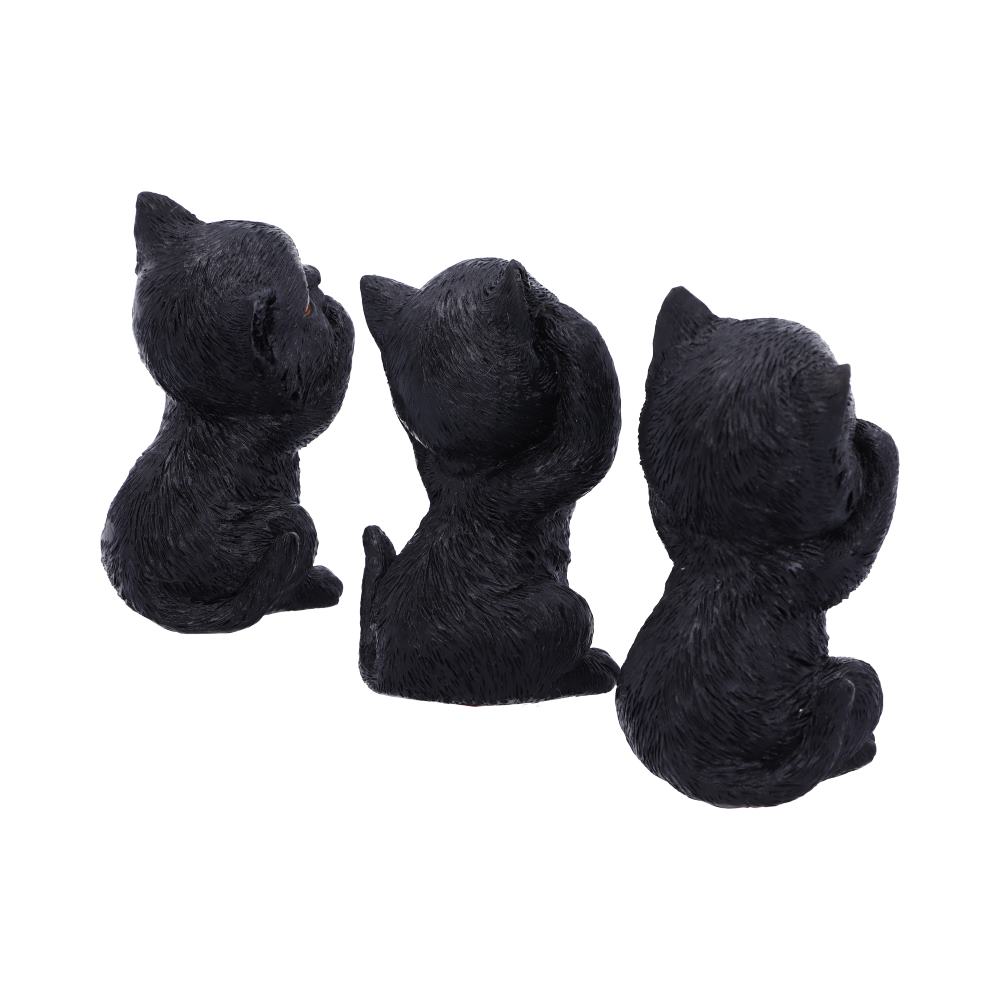 Three Wise Kitties See No Hear No Speak No Evil Familiar Black Cats Figurine: 5 - Figures & Collectables By Gift Moments