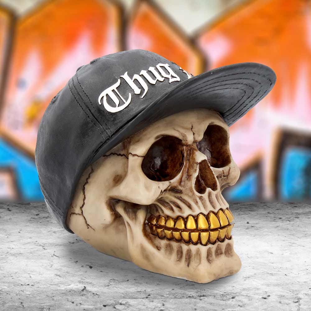 Thug Life Skull with Gold Teeth and Baseball Cap Figurine 15.8cm: 1 - Figures & Collectables By Gift Moments