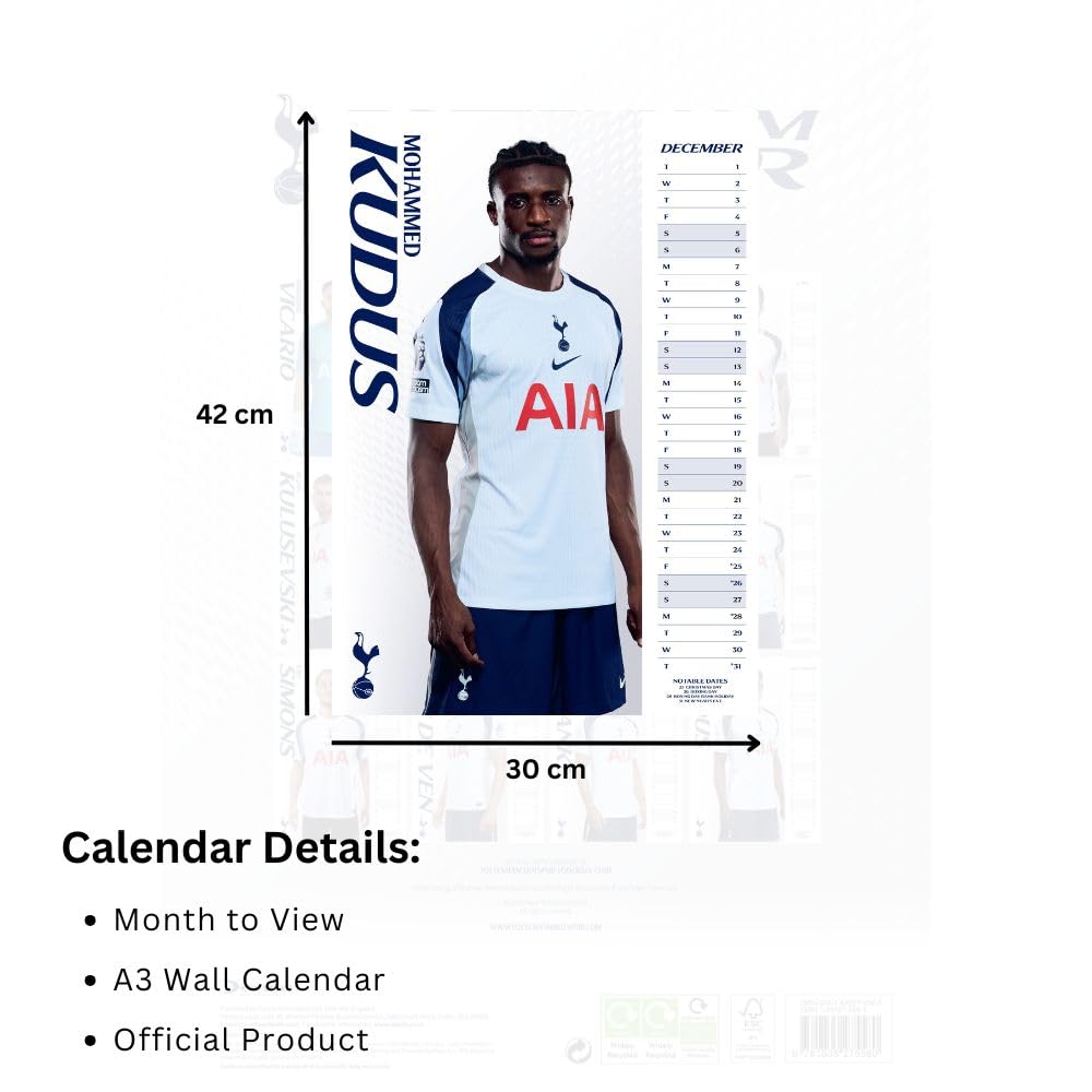 Tottenham Hotspur FC A3 Calendar 2026: 5 - Calendars By Tottenham Hotspur