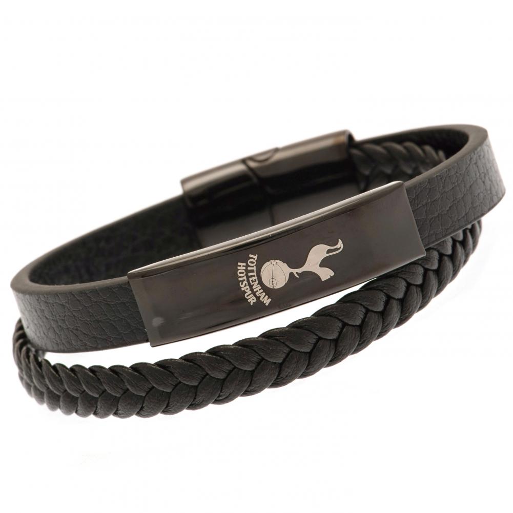 Tottenham Hotspur FC Black IP Leather Bracelet - Shop Jewellery At Gift Moments - 1