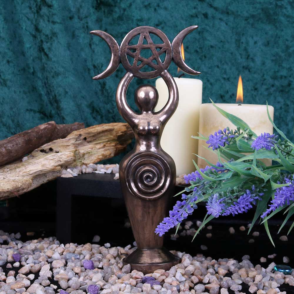 Triple Goddess Figurine Bronzed Wiccan Idol Ornament: 1 - Figures & Collectables By Gift Moments
