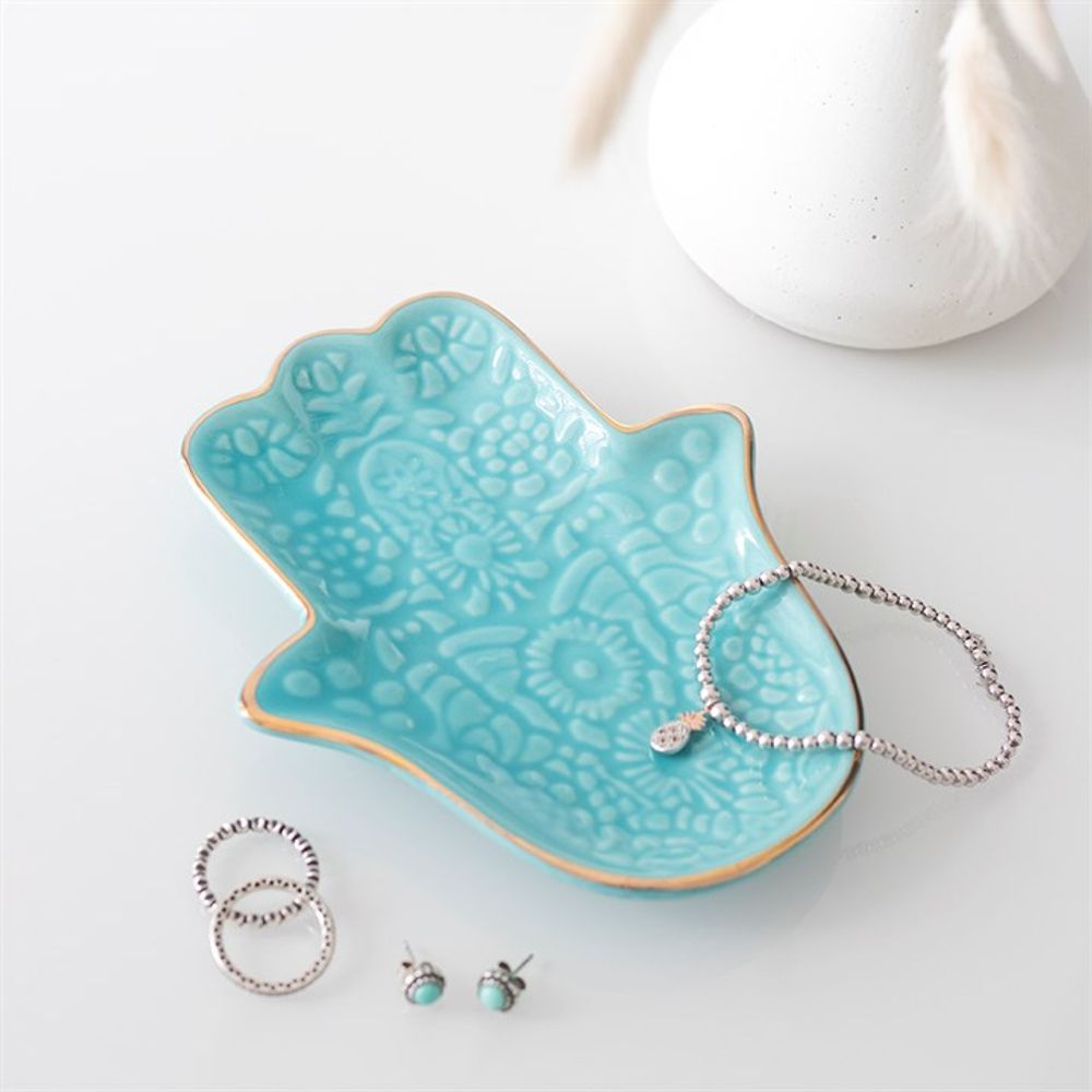 Turquoise Hamsa Hand Jewellery Dish: 1 - By Gift Moments