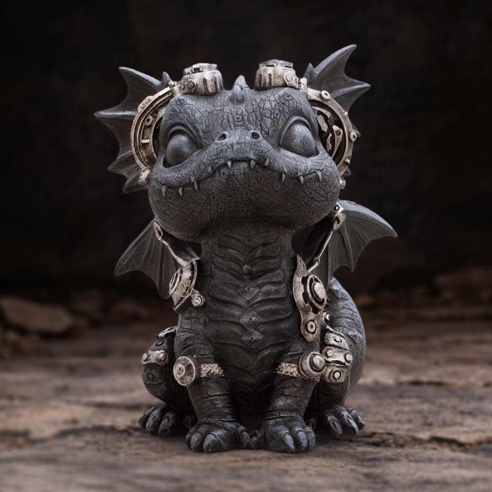 Coglet Black Steampunk Dragon 17.7cm - Shop Figurines Medium (15-29cm) At Gift Moments - 1