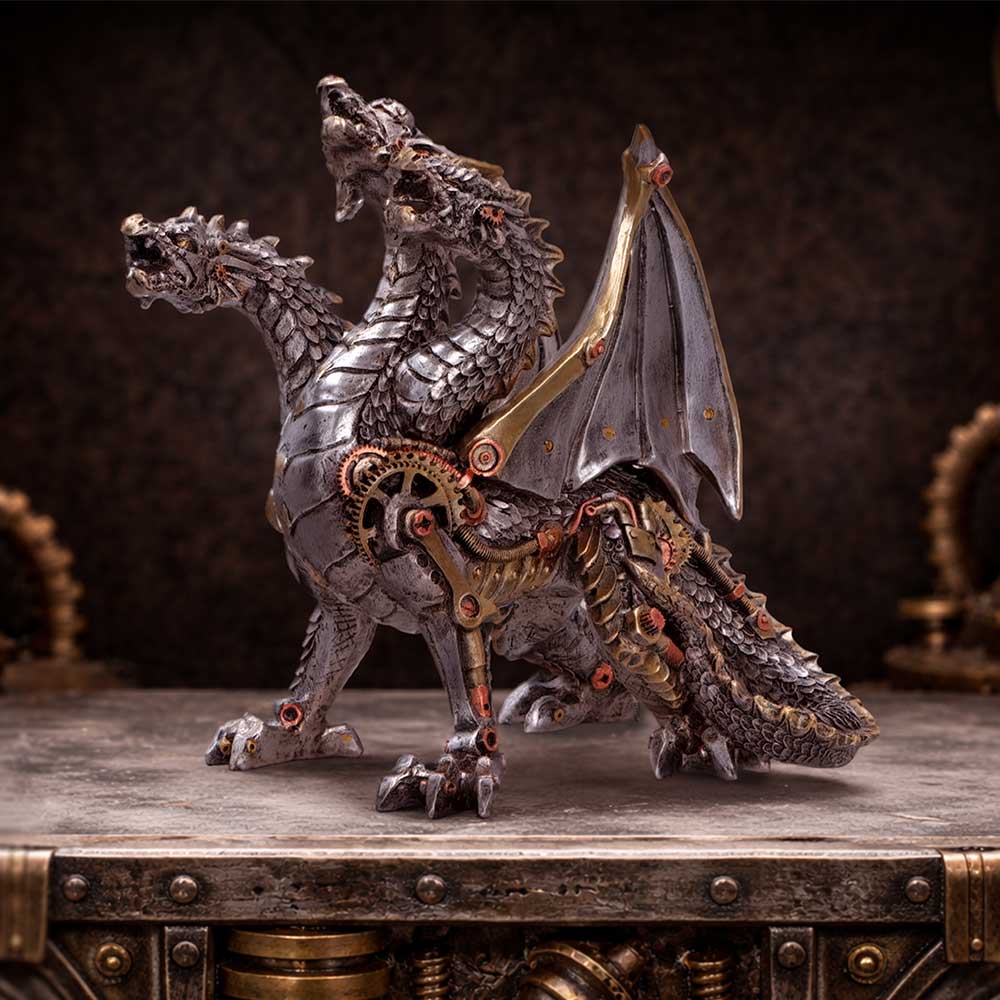 Three Headed Steampunk Dragon 23cm - Shop Figurines Medium (15-29cm) At Gift Moments - 1