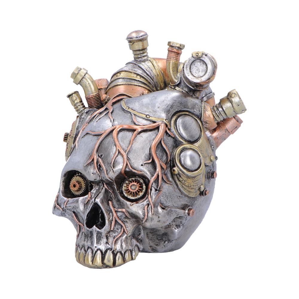 Cardiac Cranium Steampunk Silver Skull 17.5cm - Shop Figurines Medium (15-29cm) At Gift Moments - 3