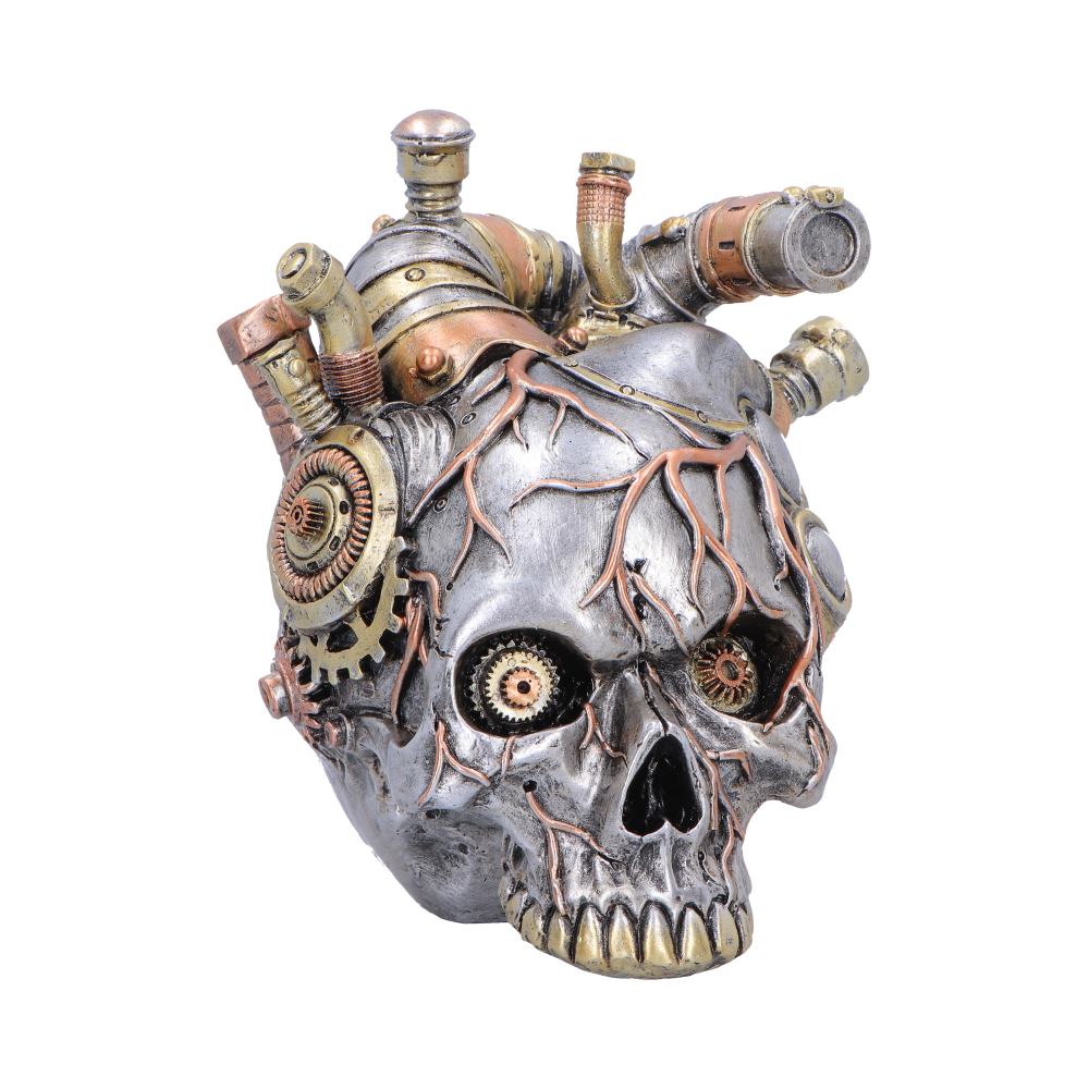 Cardiac Cranium Steampunk Silver Skull 17.5cm - Shop Figurines Medium (15-29cm) At Gift Moments - 2