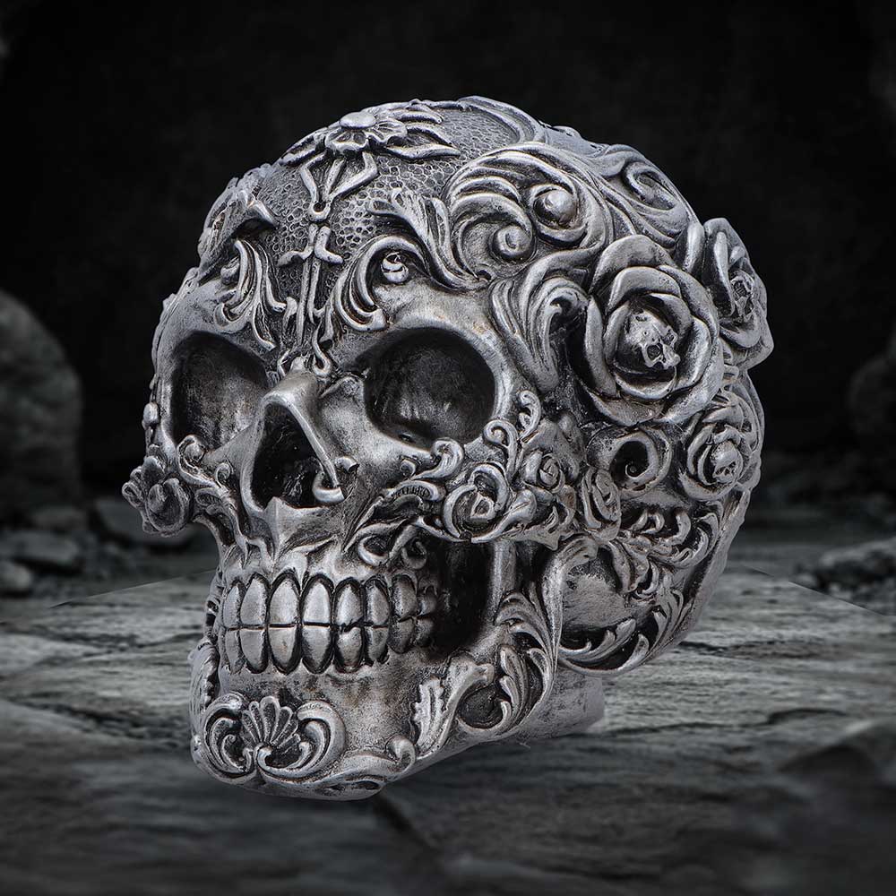 Gilded Memento Gothic Skull Figurine 12.2cm - Shop Figurines Medium (15-29cm) At Gift Moments - 1