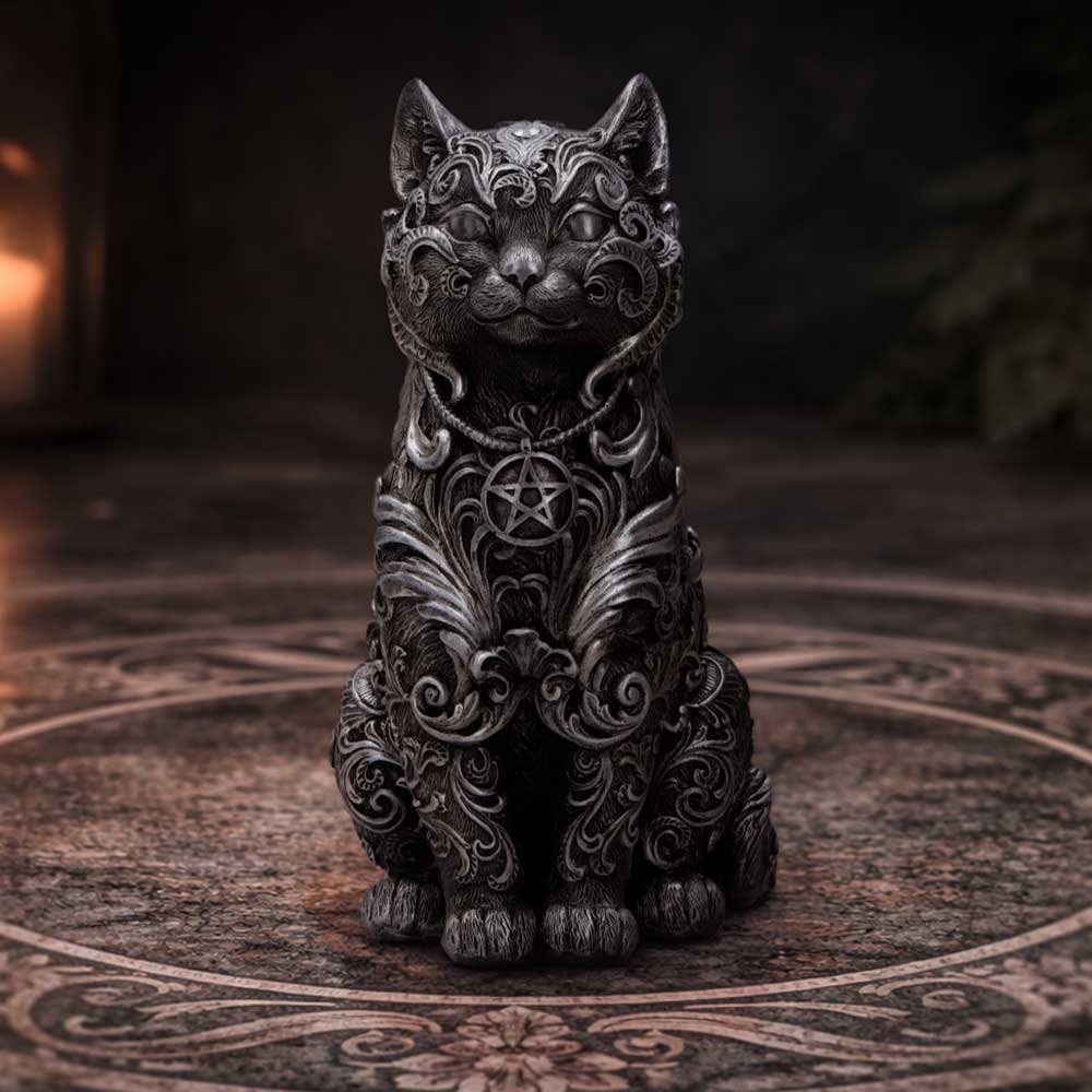 Hexbound Familiar Silver Cat Figurine 23cm - Shop Figurines Medium (15-29cm) At Gift Moments - 1