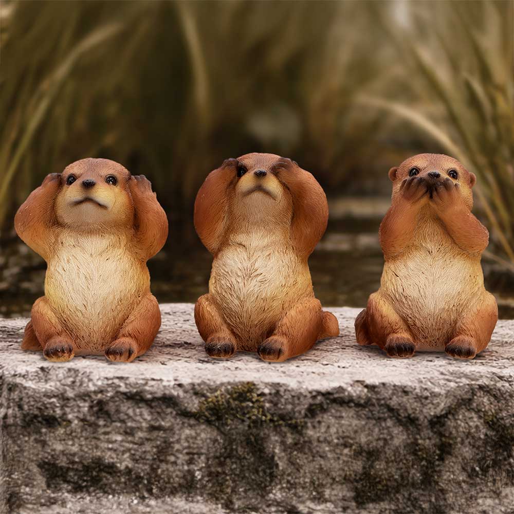 Set of Three Wise Otter figurines 8cm - Shop Figurines Small (Under 15cm) At Gift Moments - 1