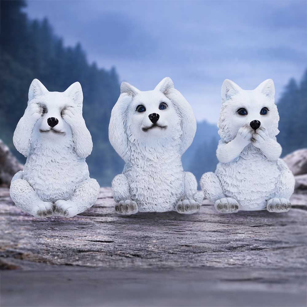 Three Wise Wolf Pups 9cm - Shop Figurines Small (Under 15cm) At Gift Moments - 1