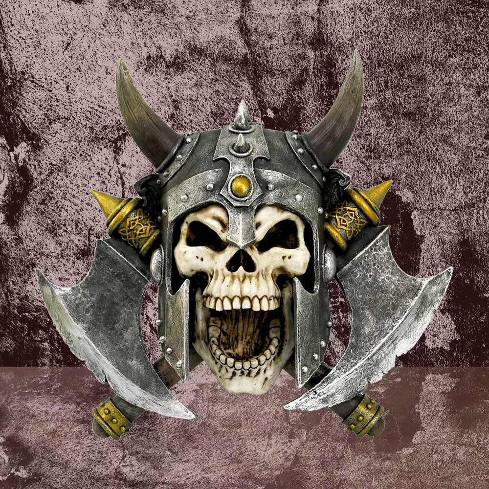 Valhalla’s Vengeance Skeleton Viking Wall Plaque: 1 - Wall Hanging Sculptures By Gift Moments