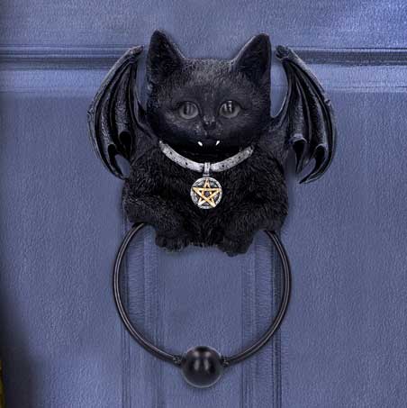 Vampuss Black Bat Cat Door Knocker 20cm: 1 - Door Knockers By Gift Moments