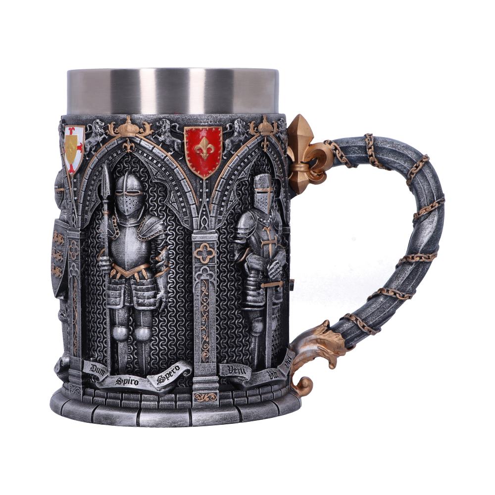 The Vow English Armoured Knight Latin Oath Tankard: 2 - Tankards By NN Designs
