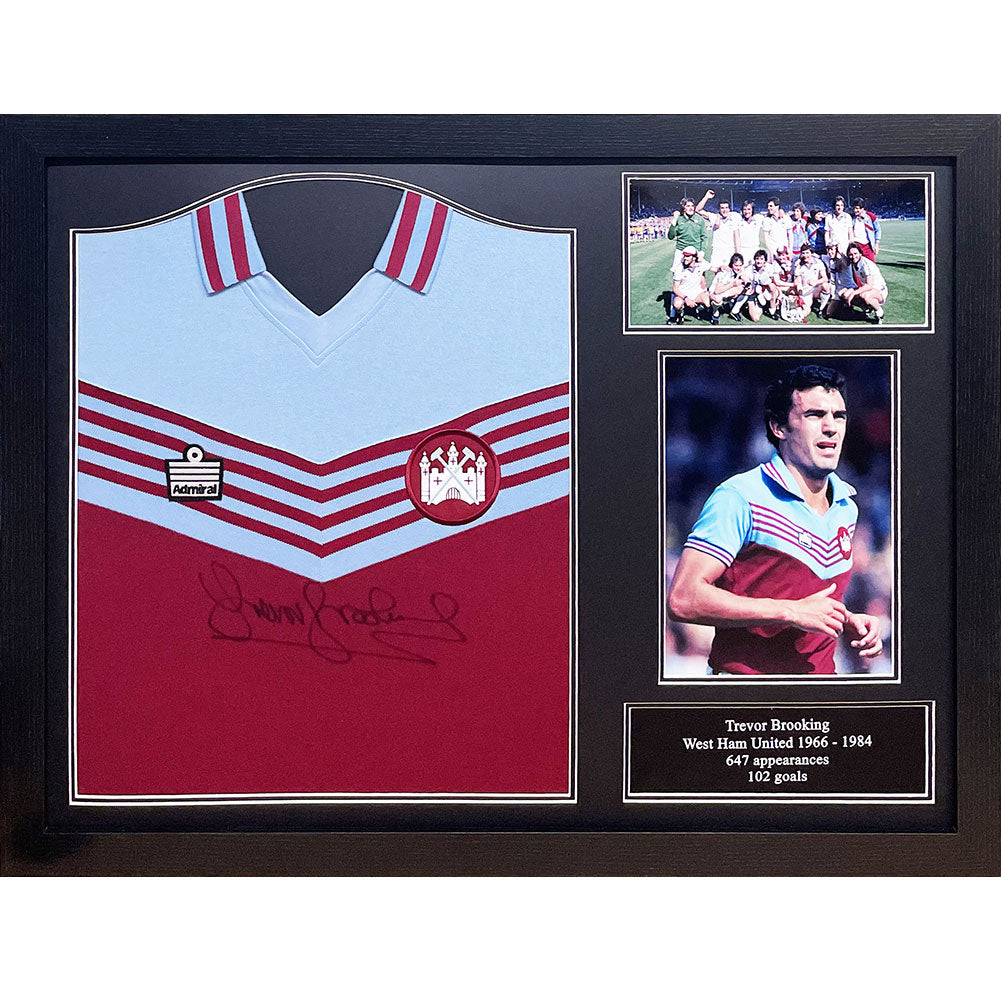 West Ham United FC 1980 Brooking Signed Shirt (Framed): 1 - Signed Memorabilia By West Ham United