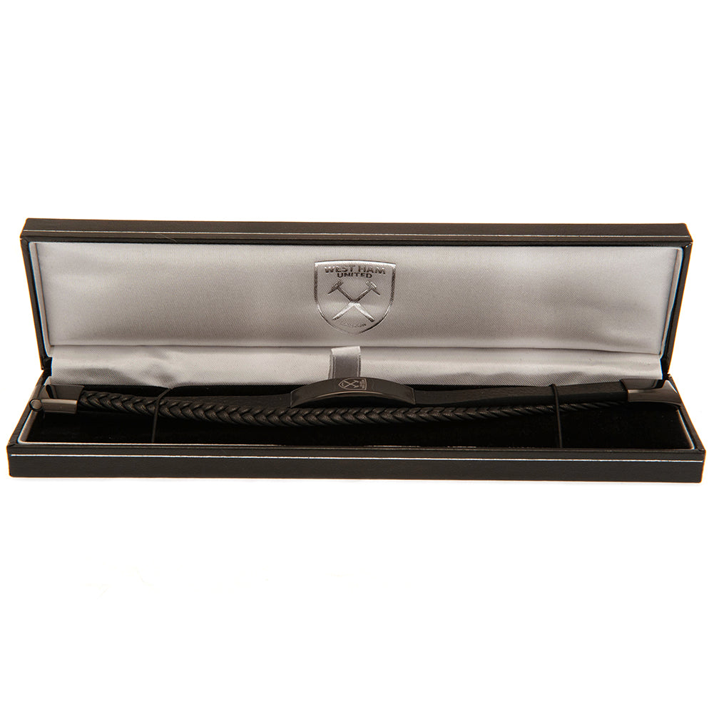 West Ham United FC Black IP Leather Bracelet: 3 - Jewellery By West Ham United