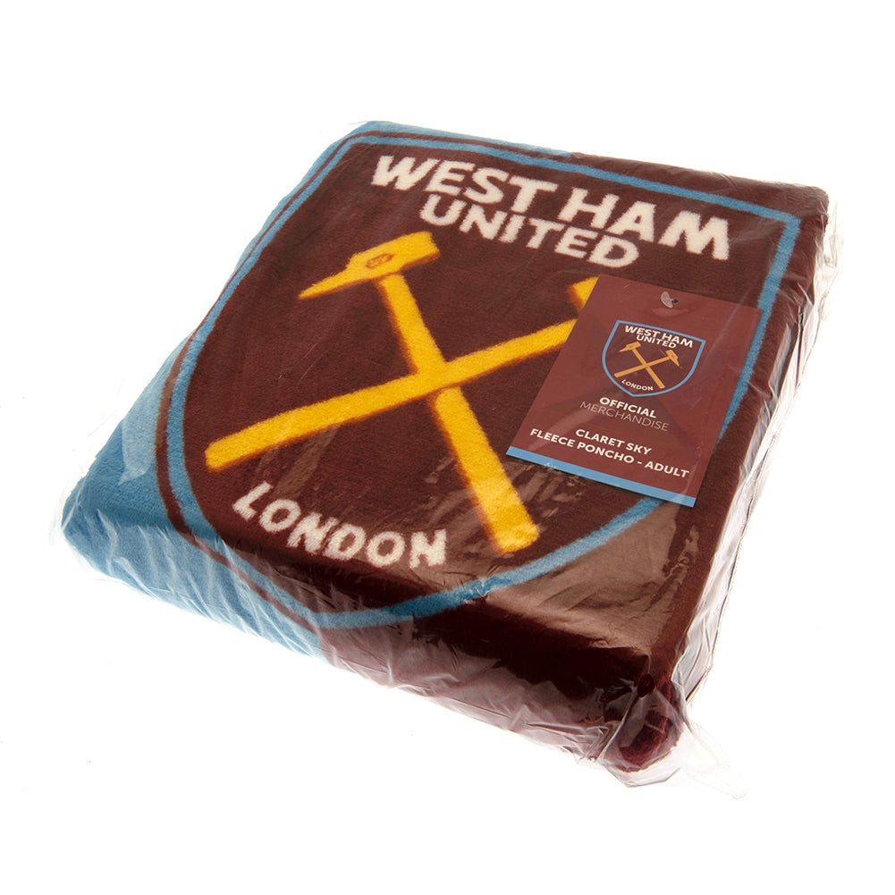 West Ham United FC Poncho Blanket Adults - Shop Blankets At Gift Moments - 3