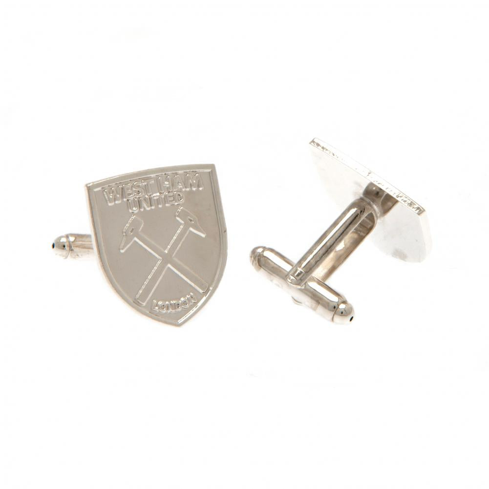 West Ham United FC Silver Plated Formed Cufflinks: 2 - Cufflinks & Tie Slides By West Ham United