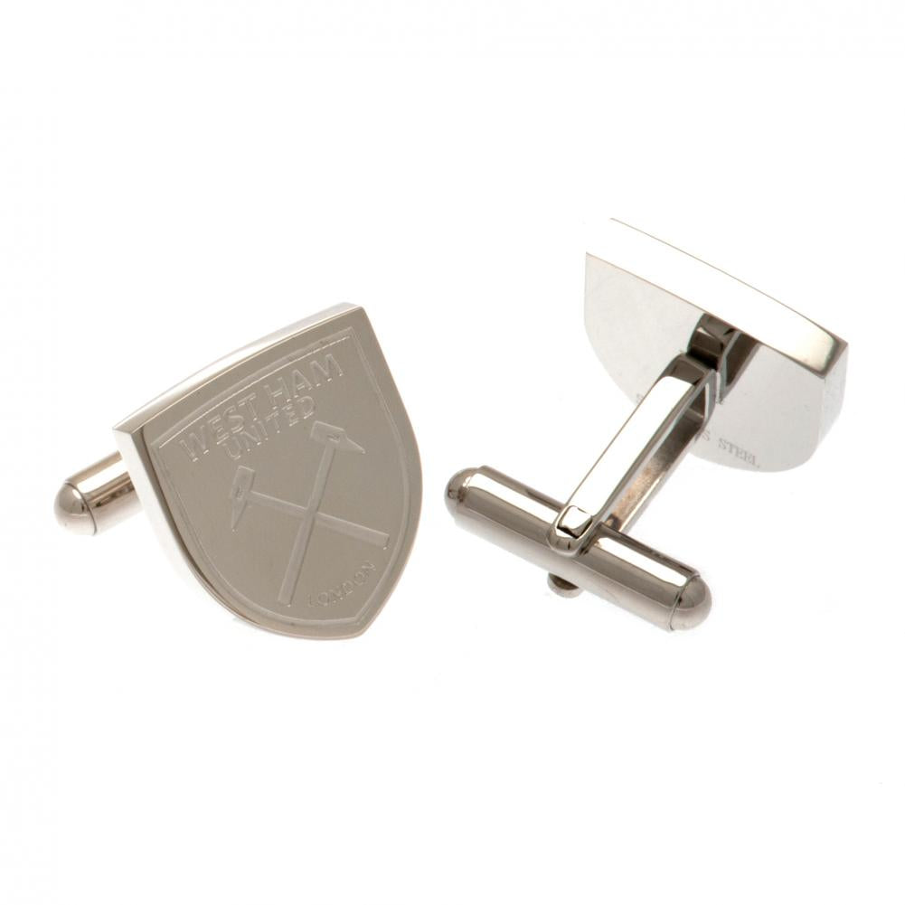 West Ham United FC Stainless Steel Formed Cufflinks: 2 - Cufflinks & Tie Slides By West Ham United