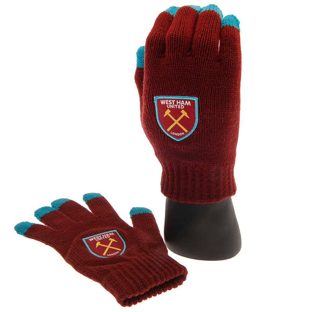 West Ham United FC Touchscreen Knitted Gloves Adults - Shop Gloves At Gift Moments - 1